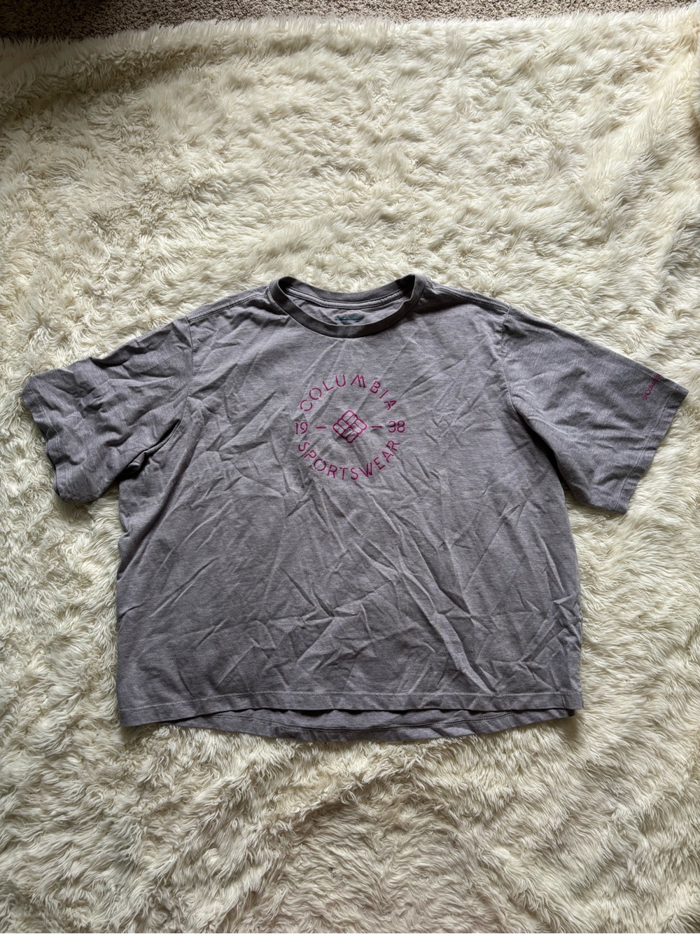 Columbia Gray Short Sleeve Tee with Pink Accent